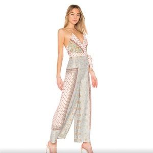 💎 FREE PEOPLE Paisley & Bohemian Print wide leg pantsuit Sky Blue & Pink